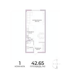 1-к квартира, строящийся дом, 43м2, 4/17 этаж