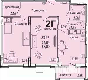 2-к квартира, вторичка, 69м2, 13/15 этаж