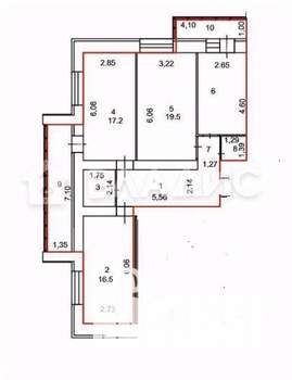 3-к квартира, вторичка, 84м2, 13/17 этаж