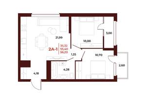 2-к квартира, вторичка, 56м2, 17/18 этаж