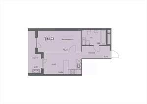 1-к квартира, вторичка, 50м2, 4/18 этаж