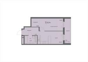 1-к квартира, вторичка, 53м2, 5/18 этаж