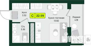 Студия квартира, строящийся дом, 23м2, 3/16 этаж