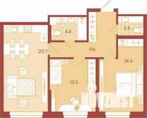 3-к квартира, вторичка, 64м2, 6/17 этаж