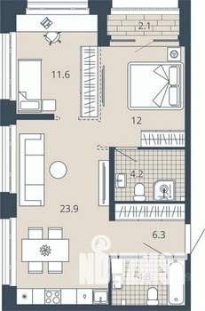 2-к квартира, вторичка, 63м2, 18/23 этаж