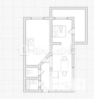 2-к квартира, вторичка, 47м2, 2/14 этаж