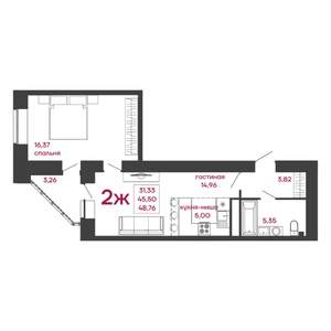 2-к квартира, вторичка, 49м2, 9/17 этаж
