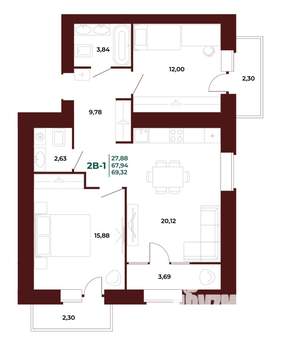 2-к квартира, вторичка, 72м2, 16/17 этаж