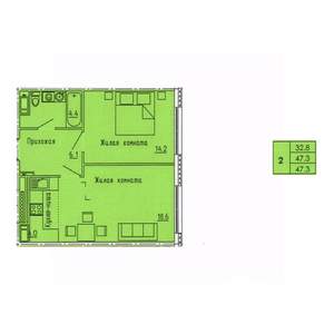 2-к квартира, строящийся дом, 47м2, 11/18 этаж