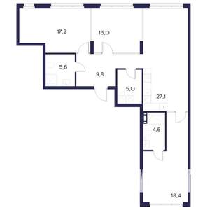 3-к квартира, вторичка, 101м2, 3/21 этаж