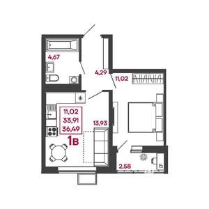1-к квартира, вторичка, 36м2, 12/17 этаж