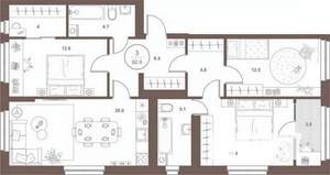 3-к квартира, вторичка, 93м2, 13/16 этаж