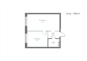 1-к квартира, вторичка, 48м2, 16/21 этаж