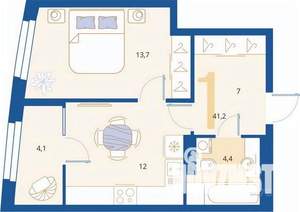 1-к квартира, вторичка, 41м2, 2/16 этаж