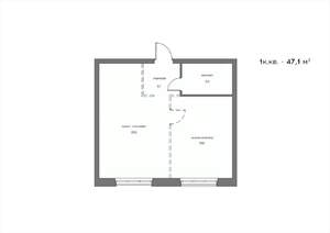 1-к квартира, вторичка, 47м2, 12/21 этаж