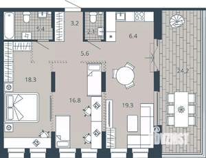 2-к квартира, вторичка, 89м2, 7/23 этаж