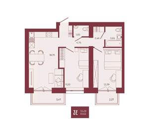 3-к квартира, вторичка, 61м2, 9/17 этаж