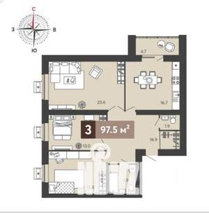 3-к квартира, вторичка, 98м2, 17/17 этаж