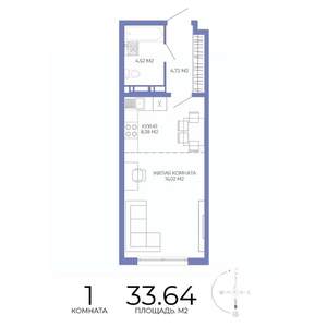 1-к квартира, строящийся дом, 34м2, 7/17 этаж