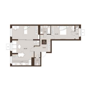 2-к квартира, вторичка, 74м2, 22/22 этаж
