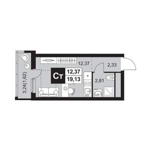 1-к квартира, вторичка, 19м2, 6/20 этаж