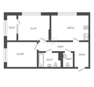 2-к квартира, сданный дом, 55м2, 2/16 этаж