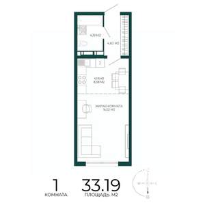 1-к квартира, строящийся дом, 33м2, 10/17 этаж