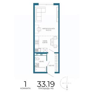 1-к квартира, вторичка, 33м2, 8/17 этаж