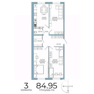 3-к квартира, вторичка, 85м2, 9/18 этаж