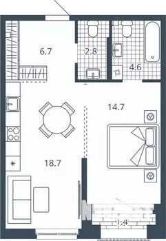 1-к квартира, вторичка, 48м2, 11/23 этаж