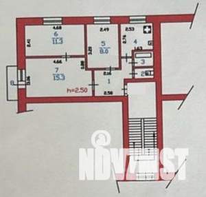3-к квартира, вторичка, 51м2, 5/5 этаж