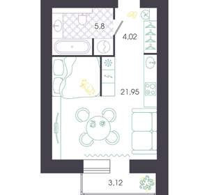 Студия квартира, вторичка, 33м2, 5/16 этаж