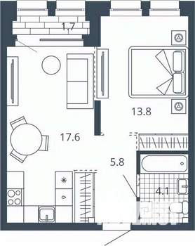1-к квартира, вторичка, 43м2, 5/24 этаж