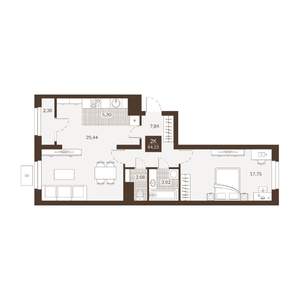 2-к квартира, вторичка, 64м2, 13/22 этаж