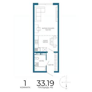 1-к квартира, строящийся дом, 33м2, 10/17 этаж