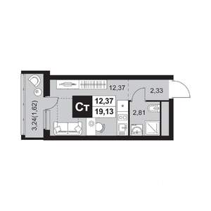 1-к квартира, вторичка, 19м2, 4/20 этаж