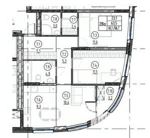 2-к квартира, вторичка, 64м2, 11/16 этаж