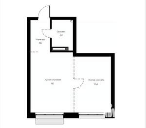 1-к квартира, вторичка, 41м2, 2/23 этаж