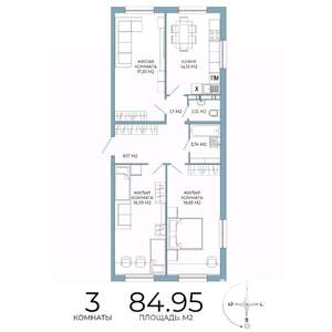 3-к квартира, вторичка, 85м2, 6/18 этаж