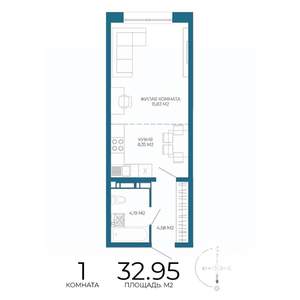 1-к квартира, вторичка, 33м2, 2/17 этаж