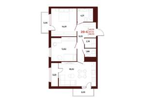 2-к квартира, вторичка, 69м2, 10/18 этаж