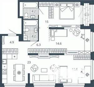 3-к квартира, вторичка, 87м2, 13/24 этаж