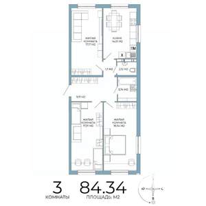 3-к квартира, вторичка, 84м2, 3/18 этаж