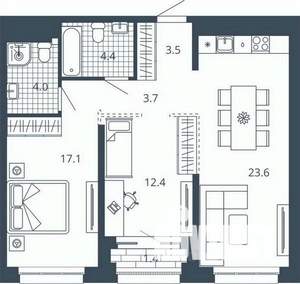 2-к квартира, вторичка, 70м2, 10/24 этаж
