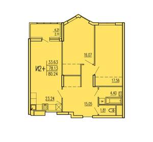 2-к квартира, вторичка, 80м2, 9/17 этаж