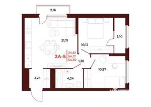 2-к квартира, вторичка, 55м2, 18/18 этаж