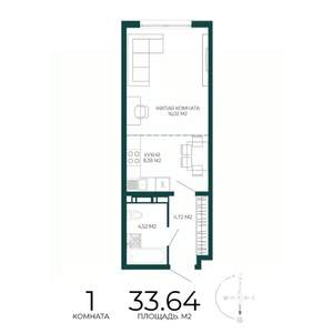 1-к квартира, строящийся дом, 34м2, 9/17 этаж