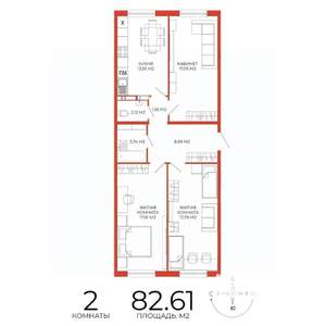 2-к квартира, вторичка, 83м2, 5/18 этаж