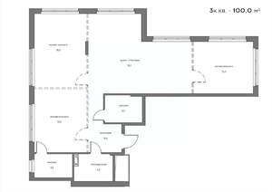 3-к квартира, вторичка, 100м2, 3/21 этаж