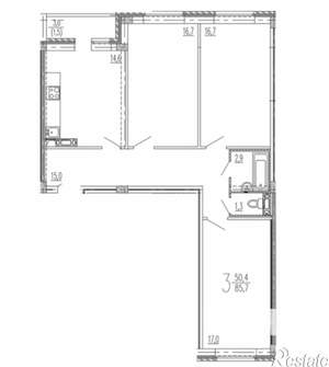 3-к квартира, вторичка, 87м2, 3/10 этаж